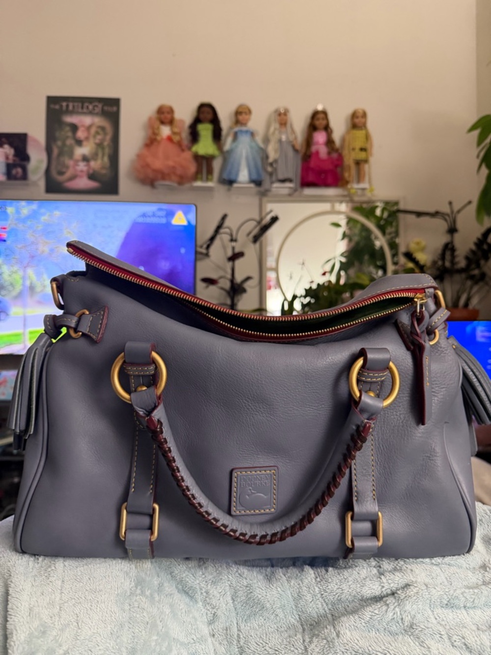 Dooney & Bourke steel blue large Florentine satchel